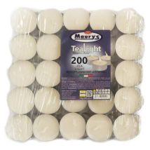 Candeline tea light 200PZ bianche senza profumo base in metallo - Maury's