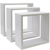 Set 3 mensole quadrate in legno di colore grigio - Maury's