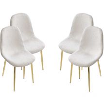 Maury's set 4 sedie imbottite teddy in tessuto bianco con gambe oro 44X48X88 cm