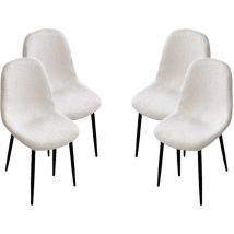 Gicos - maury's set 4 sedie imbottite teddy tessuto bianco con gambe nere 44X48X88 cm