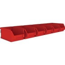 Jeu De Boîtes De Rangement Ouvertes H75xl602xp180 Mm Acier Galvanisé Avec Boîtes De Rangement Ouv. 6 X Mk5 Rouge
