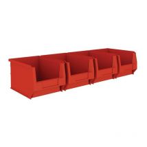 Jeu de boîtes de rangement ouvertes acier galvanisé H140xl602xP250 mm avec boîtes de rangement ouv. 4 x MK4 rouge