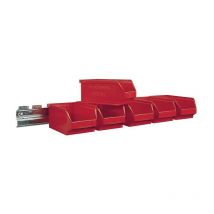 Sichtlagerkastenset H50xB602xT100mm Stahl verzinkt mit Sichtlagerkästen 6 x MK6 rot