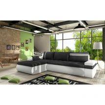 Romano - Max Left Hand Facing Corner Sofa Bed - Dark Grey & White