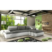 Romano - Max Right Hand Facing Corner Sofa Bed - Grey & White