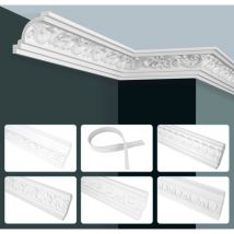 Grand Decor - moulures pu mousse dure & flexible 2m moulures de plafond à motifs: 10 Mètres / 5 Bandes, C729 - 68x35mm