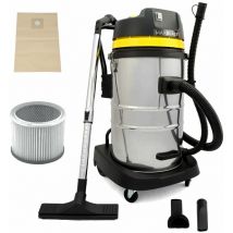 Maxblast Aspirateur Industriel de 50 Litres 1400W en Acier Inoxydable et Accessoires, Aspirateur Sec & Humide, Sac à poussière Offert