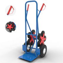 Diable D'Escalier 200 Kg – 12 Roues Caoutchouc – Construction En Fer – Réglable En Hauteur – Poignées Ergonomiques – Maxcraft