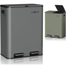Mülleimer / Treteimer mit Soft Close Deckel und 2 Inneneimern - 60 Liter in Anthrazit - Maxcraft