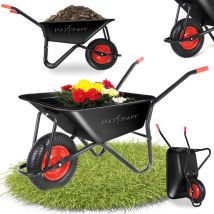 Schubkarre / Bauschubkarre Luftbereifung 250 kg 100 l Schwarz / Rot - Black Edition - Maxcraft