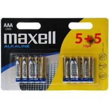 Piles alcaline aaa lr03 1.5v blister 10 piles Maxell 790254