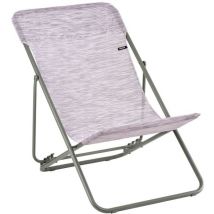 Lafuma Mobilier - Transat Jardin Pliable - Chilienne Multi-positions - Maxi Transat - Velio - Mauve Flora