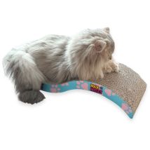 Féli'zen - Griffoir Pour Chat Avec Herbe À Chat - Design Vague, Carton Double Face À Griffer - 53 X 20,5 X 10 Cm - Max&mitzy