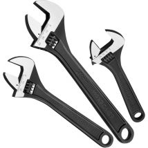 MAXPOWER Adjustable Spanner Set, 3PCs Adjustable Wrench Set, Black - 150mm, 200mm & 250mm