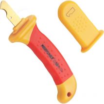 Coltello Spelacavi con Impugnatura Isolata, Coltello per Elettricista Isolante in Acciaio Inossidabile, Taglierina Spelacavi Dimensioni 155 mm, iec