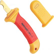 Maxpower - Cuchillo Pelacables con Mango Aislante, Cuchillo de Cable aislado de Acero Inoxidable, tamaño de 155mm, iec 60900