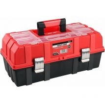 MAXPOWER Toolbox,Plastic Tool Box Tool Chest Storage Case Organizer with Removable Tray and Dual Latch--17-inch with Three-Layer Tray and Dividers