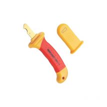 Maxpower - vde 1000V isoliertes Kabelmesser für Elektriker, Abisoliermesser mit Hakenklinge, Klinge Titan Nitrid beschichtet, treue Tiefe 28mm,