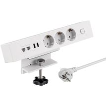 Presa Da Tavolo Nv62l 3 Prese Con Contatto Di Protezione Con 2 Porte Usb E 2 Porte Lan, Presa Multipla Per Casa Con Fissaggio Da Tavolo, Pulsante Di 
