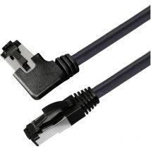 Maxtrack - TI51-3L RJ45 Netzwerkkabel, Patchkabel cat 8.1 s/ftp 3 m Schwarz 90° nach rechts gewinkelt,