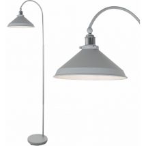 Maxwell - Flint Grey Chrome Floor Reading Lamp - Flint grey with polished chrome plate detail