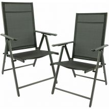 Garden Lot de 2 chaises de jardin pliantes - 56 x 56 x 110 cm - Aluminium - Argent/Noir - Maxx