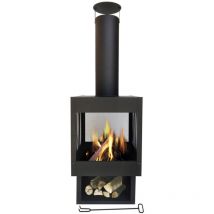 Brasero Apollo Ø45x113 cm - Cheminée de jardin - Cheminée d'extérieur - Poêle de jardin au bois - Noir+ couverture gratuite - Maxxgarden