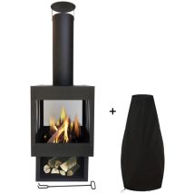 Maxxgarden Stufa Camino Da Giardino Apollo - Stufa Da Esterno Con Attizzatoio, Caminetto Decorativo A Legna - Colore Nero, Altezza 113 Cm, Ø 45 Cm