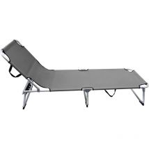 Transat de jardin - bain de soleil en aluminium et textilène - Gris - Maxxgarden