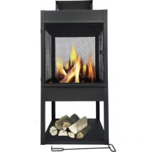 Brasero Artemis Ø45x100 cm - Cheminée de jardin - Cheminée d'extérieur - Poêle de jardin au bois - Noir + couverture gratuite - Maxxgarden