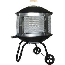Brasero Acropolis Ø70x100 cm - Cheminée de jardin - Cheminée d'extérieur - Poêle de jardin au bois - Noir - Maxxgarden