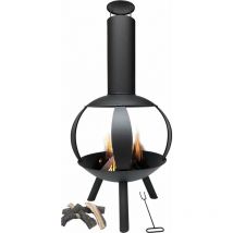 Brasero Hera Ø58x135 cm - Cheminée de jardin - Cheminée d'extérieur - Poêle de jardin au bois - Noir - Maxxgarden
