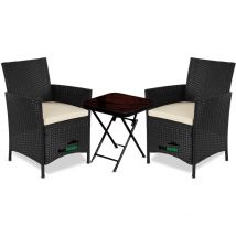 Ensemble de Jardin en Rattan - Ensemble de 2 Chaises de Jardin et Table Basse - Design en Osier - Noir - Incl. Coussins - Maxxgarden