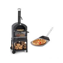 MaxxGarden Four à Pizza - Barbecue Fumoir - Charbon de Bois ou Pellets - 45 x 65 x 48 cm - Métal - Noir