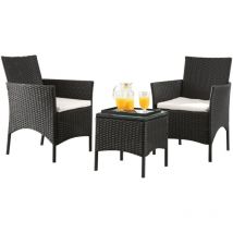 Maxxgarden - Set Mobili da Giardino: 2 Poltrone e 1 Tavolino in Rattan pe Impermeabile per Esterno con Cuscini Beige, Arredo per Terrazzo, Giardino,