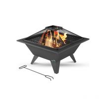 MaxxGarden Braciere da Esterno - Ciotola di fuoco con griglia per il giardino - 50x50 cm - Nero