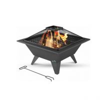 MaxxGarden Brasero Extérieur 50 x 50cm - avec Protection Contre Les Étincelles - Brasero de jardin - Pour Balcon et terrasse - Noir