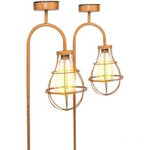 Maxxgarden - Lampe Solaire d'extérieur à led 17x90cm - Lampe Solaire de Jardin à led - Suspension d'extérieur- Couleur Rouille - 2 pièces - IP44