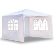 Gazebo da Giardino - 3x4m - Padiglione 12m² con 4 Pareti Laterali Avvolgibili - Idrorepellente - Protezione uv 50+ - Colore Bianco - Maxxgarden
