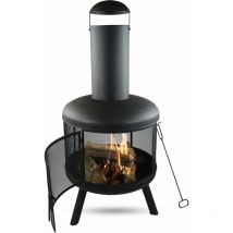 Brasero Pompei Ø60x130 cm - Cheminée de jardin - Cheminée d'extérieur - Poêle de jardin au bois - Noir + couverture gratuite - Maxxgarden