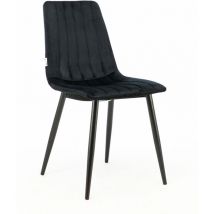 MaxxHome Meubles de Salle à Manger - Chaise Velours en Tissu - Noir - Ensemble de 2