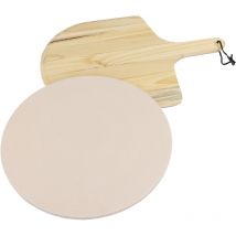 MaxxHome Pierre à Pizza pour Four - Kit à Pizza Complet pour four traditionnel au Bois Barbecue Grill et Charbon - 33 cm