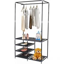 Portant à vêtements - Penderie - Pour Vêtements et Chaussures - 84 x 160 cm - Noir - Black - Maxxhome