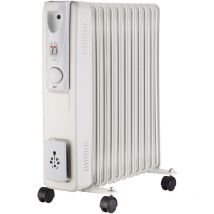 MaxxHome Radiateur à huile - thermostat réglable - 2500W - 2 Réglages de Chaleur - 11 Éléments Chauffants - white
