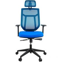 Maxxhome - Senior Executive Luxe Chaise de Bureau Ergonomique - Réglable - Revêtement en Maille - Haut de Gamme - Bleu