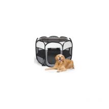 Banc pliable - Parc à chiens en tissu - Tente pour chiots - Banc de voyage rond - Parc à chiots pliable en nylon - 125x60cm - Gris - Maxxpet