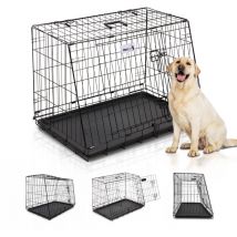 MaxxPet Cage pour Chien 78x47x55 cm - Pliable et transportable - avec Poignées et Plateau - 2 Ouvertures - Noir