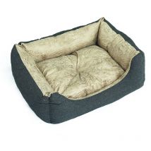 Coussin de lit pour chien 50x40x18 cm - Lit pour chien et chat - Panier pour animaux - Coussin pour animaux - Anthracite/Bleu - Maxxpet