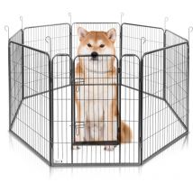 Maxxpet - Enclos pour chien 80x100 cm - Modulaire - 8 panneaux - Parc pour chiots - Chenil pour chiens - Puppy Run - Noir