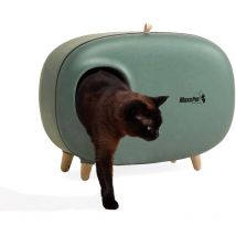 Bac à Litiere Chat 60x38x45 cm - Maison de Toilette pour Chat - Bac à Litière Fermé - Compartiment Inférieur Amovible pour Un Nettoyage Facile - Vert